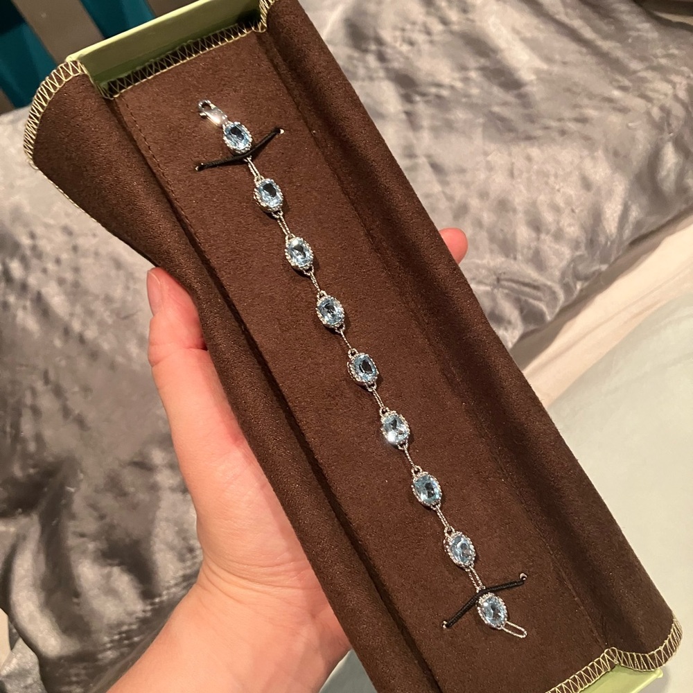 Ross-Simons Silver Bracelet with Light Blue Gems